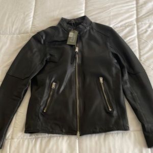 Men’s All Saints Moto Biker Jacket genuine Leather size medium brand new